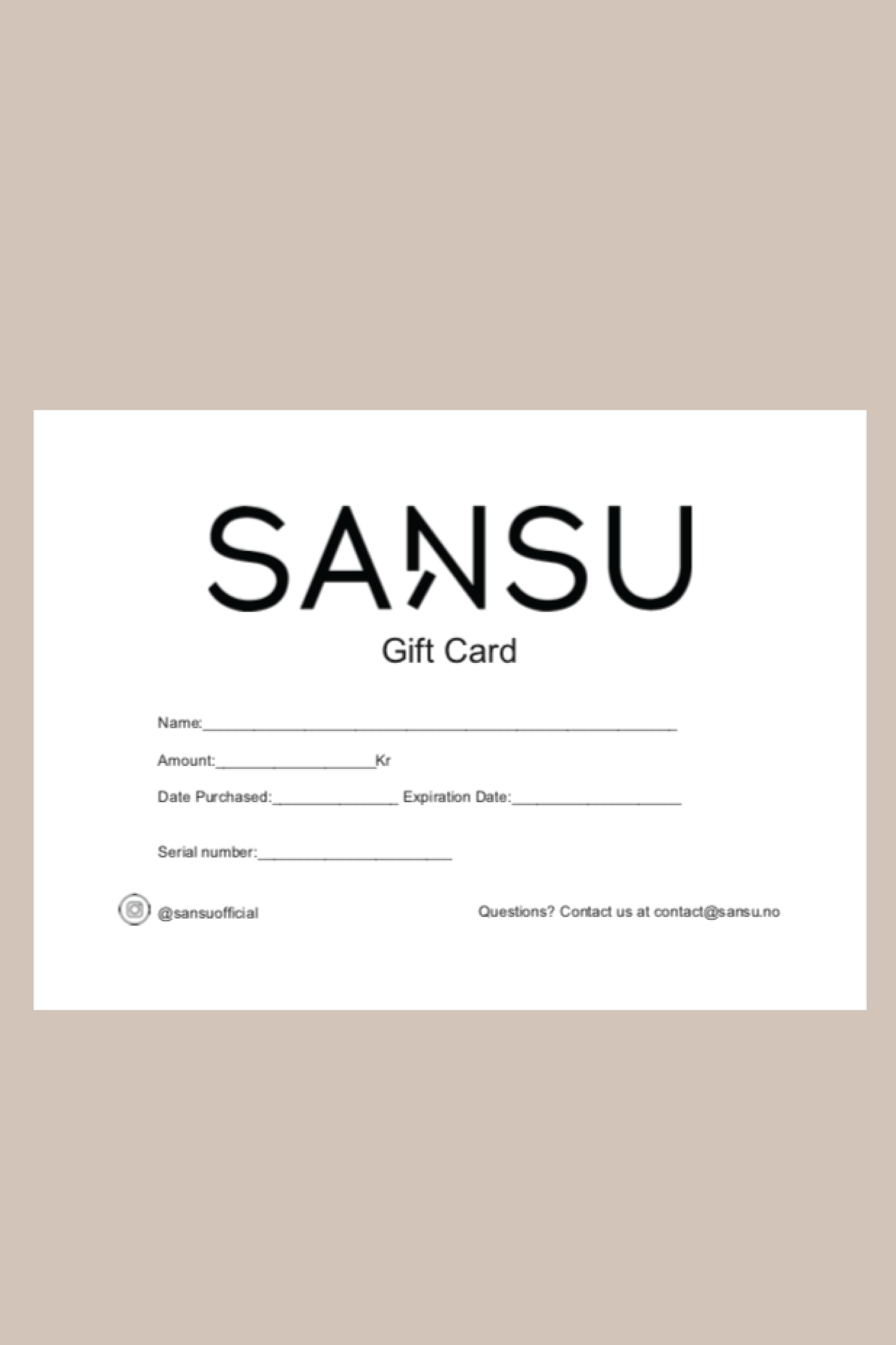 SANSU Gift Card